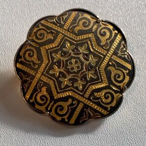 Antique Damascene Brooch